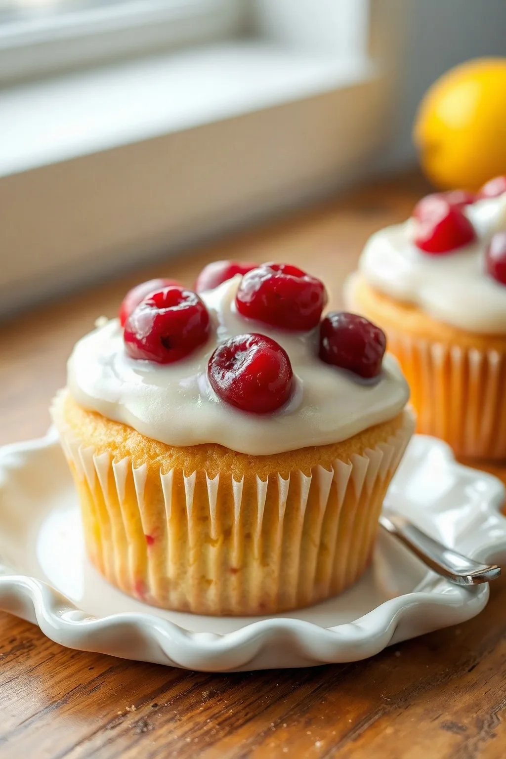 Cranberry Cupcakes with Lemon Icing