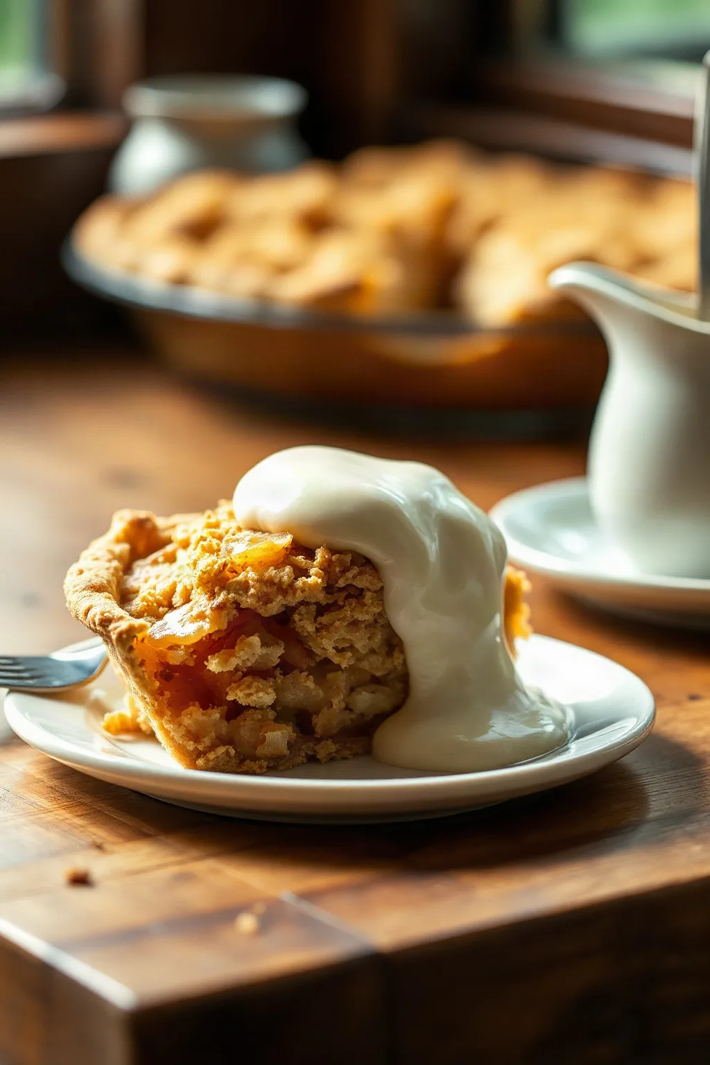 Apple Crunch Pie with Vanilla Sauce