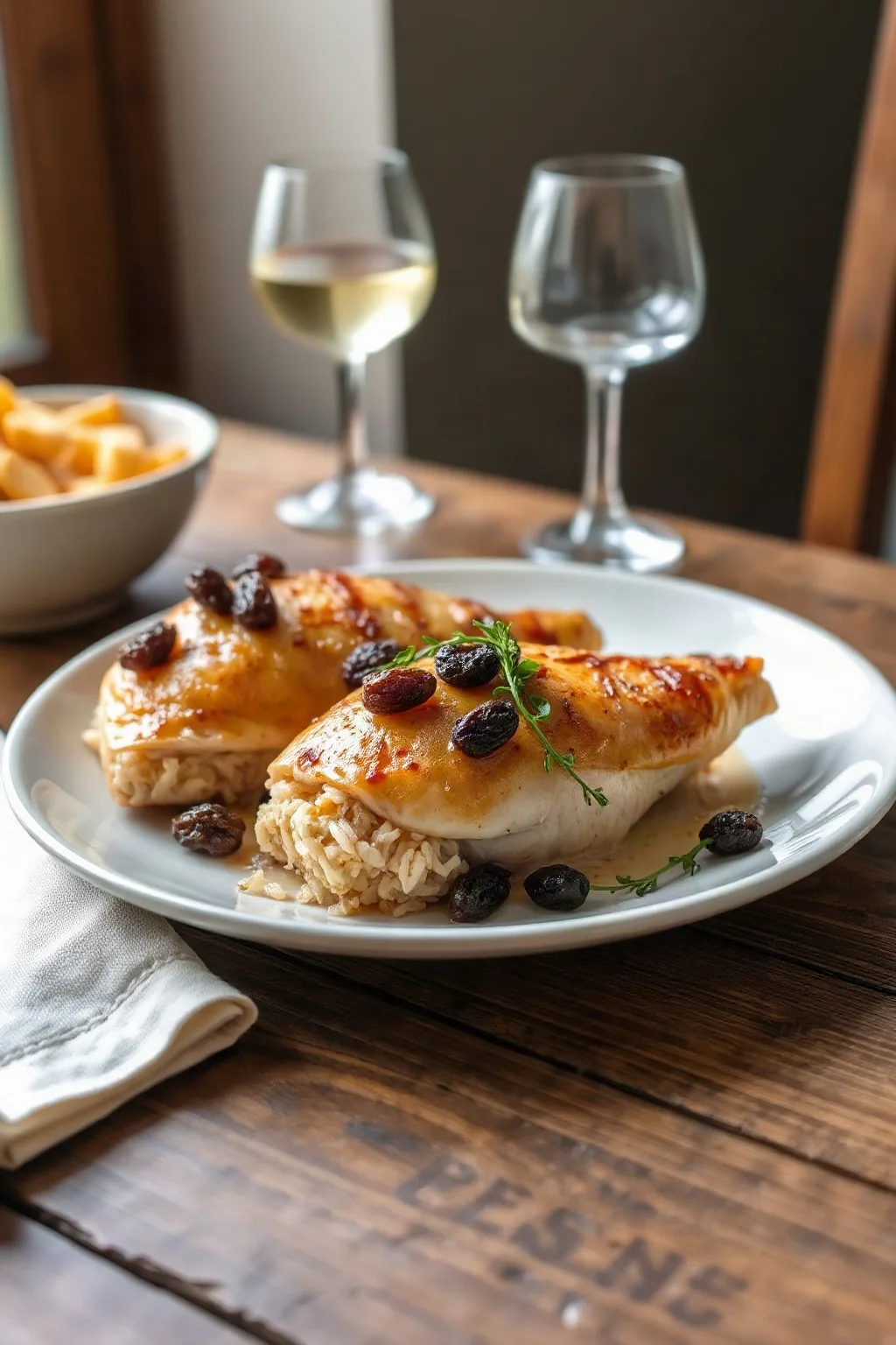 Raisin Rice Stuffed Chicken Delight