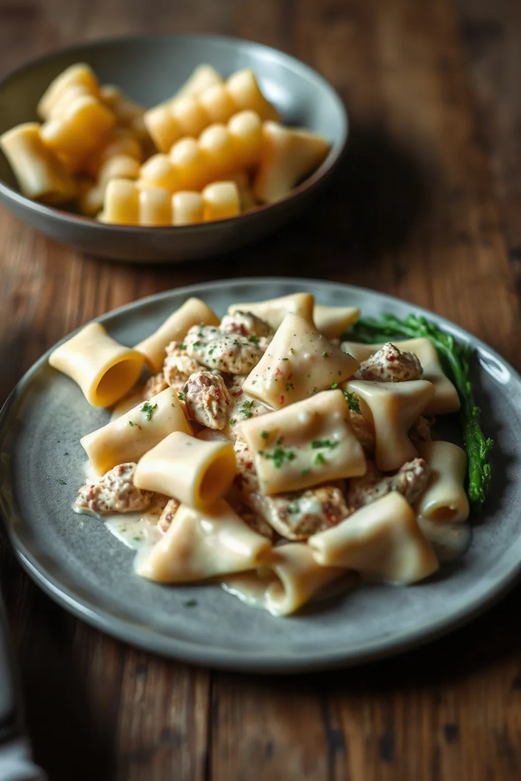 Chicken and Bowtie Pasta with Asiago Cream Sauce