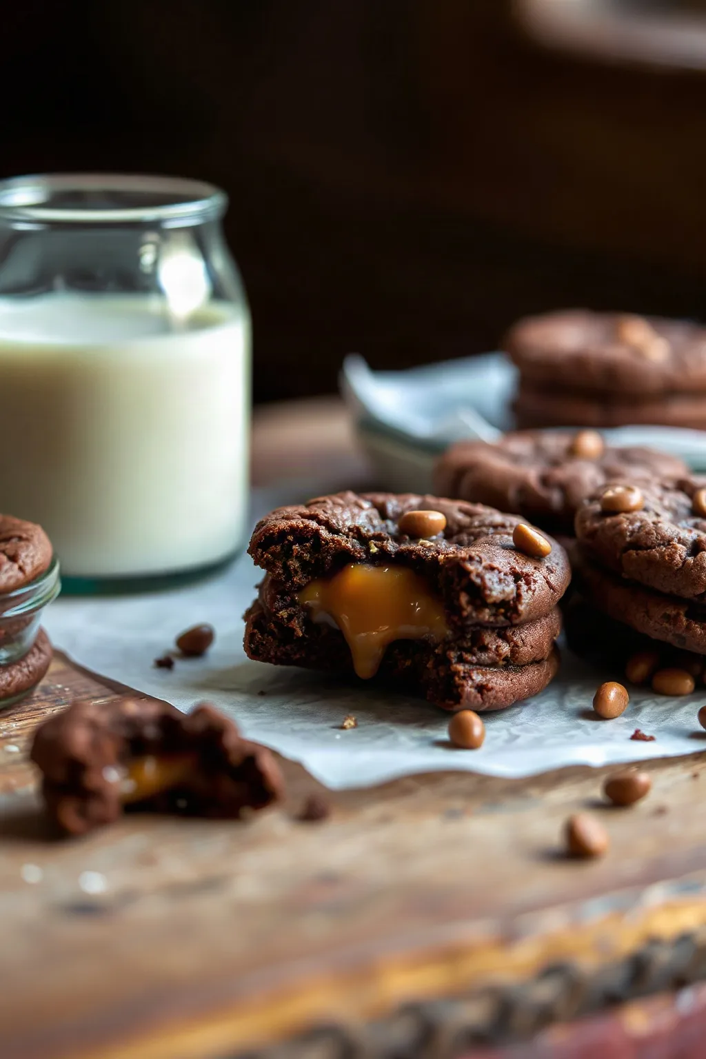 Galletas de Chocolate Rellenas de Rolo