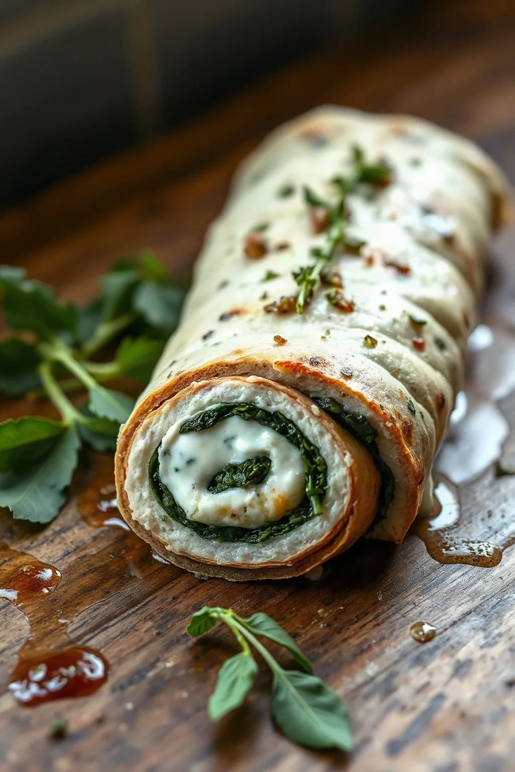 Rollo de Pollo con Espinacas y Ricotta Cremosa