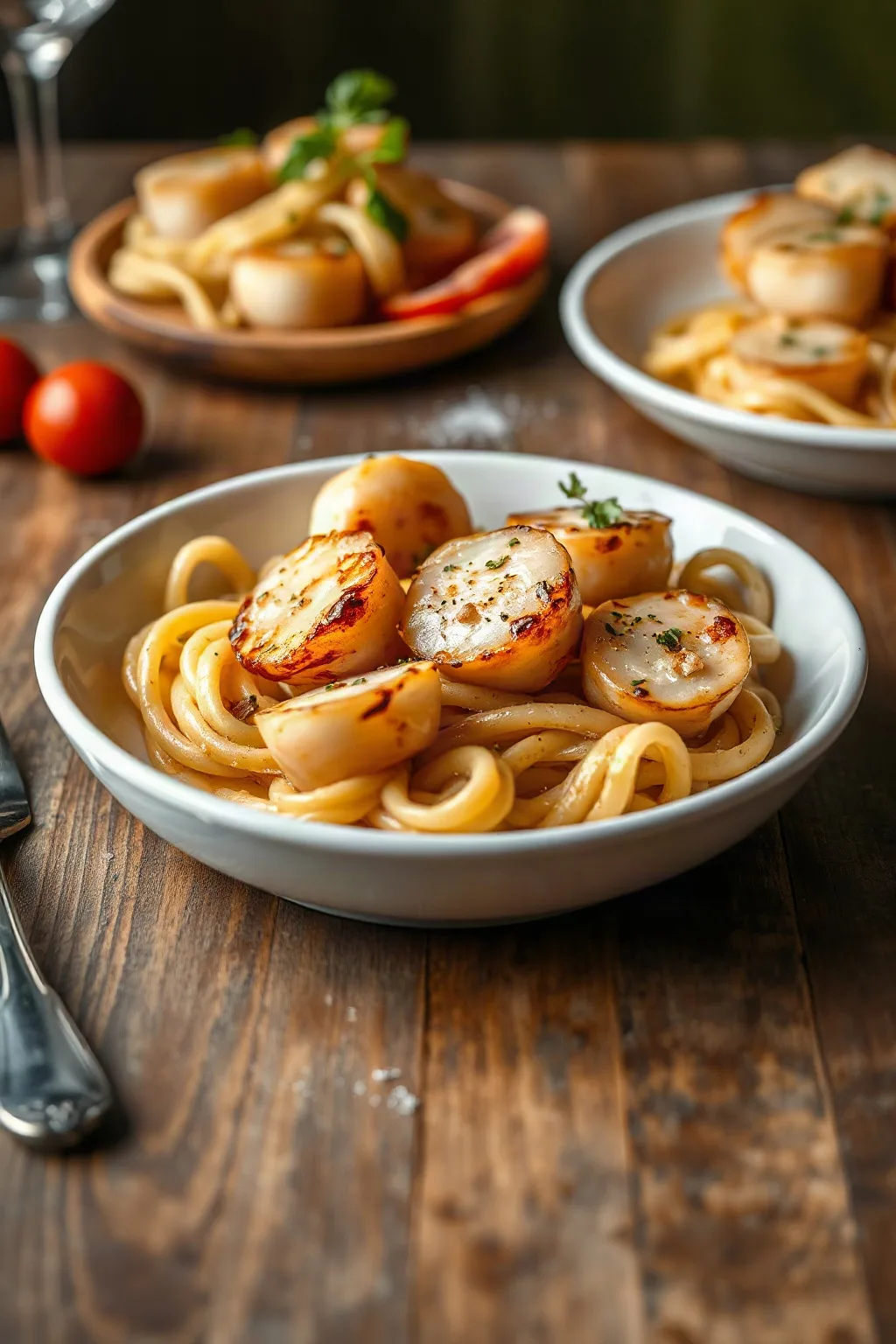 Savory Sea Scallops with Angel Hair Pasta