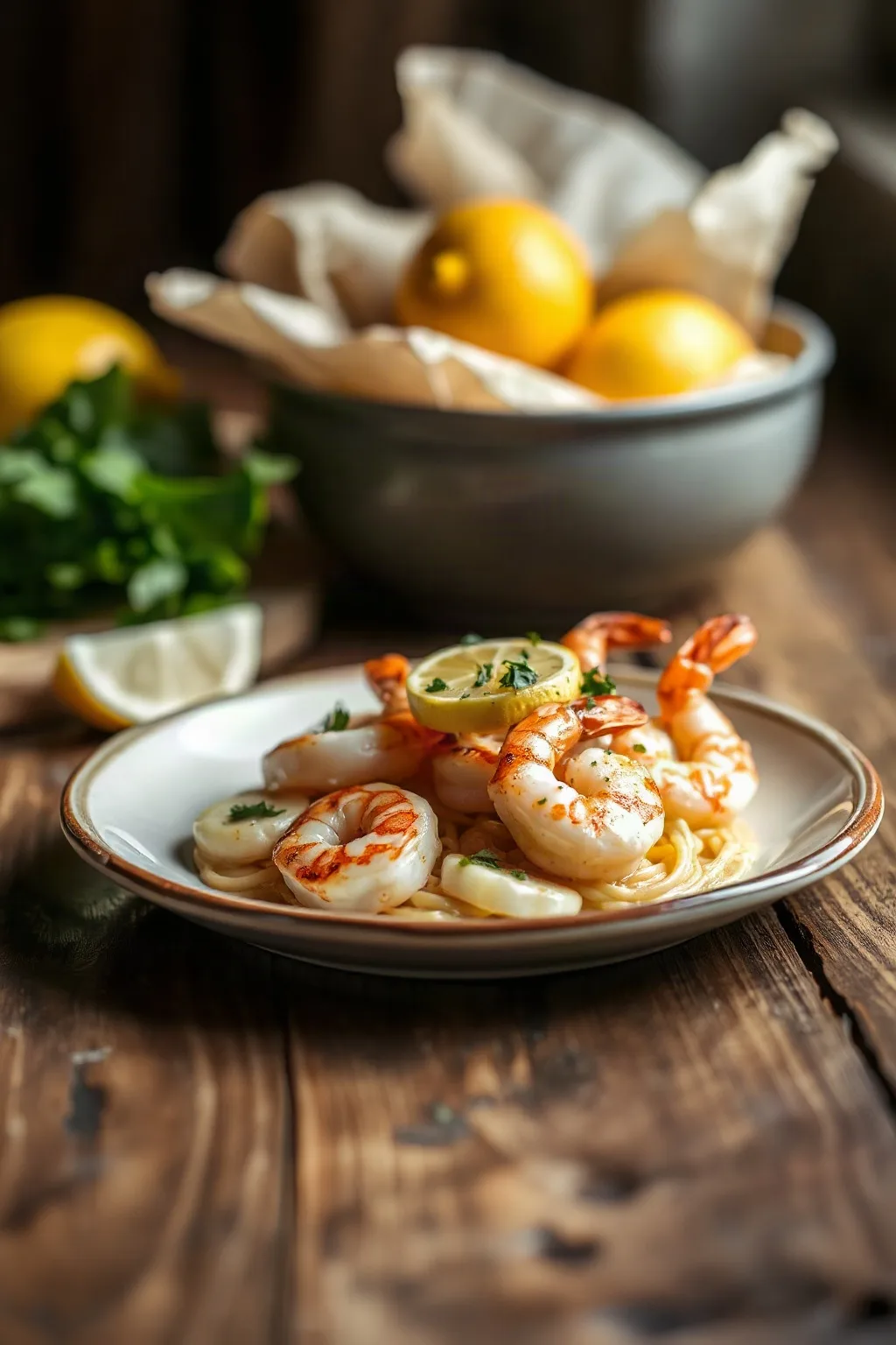 Camarones al Ajillo a la Parrilla con Limón