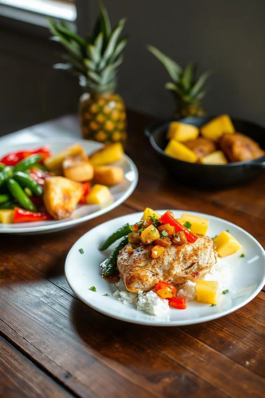 Pollo Hawaiano con Piña y Pimientos