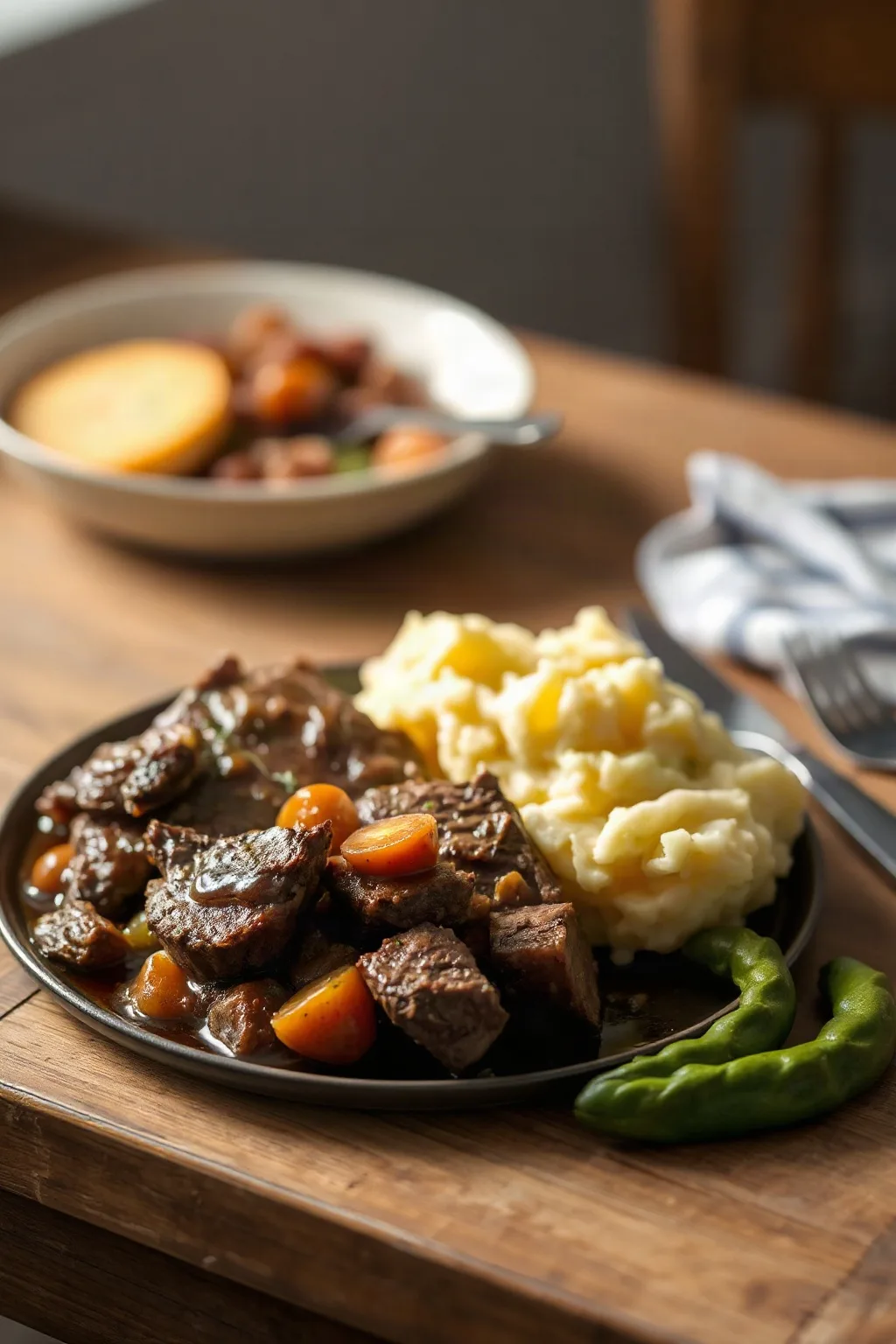 Carne Asada a la Olla con Puré de Papas