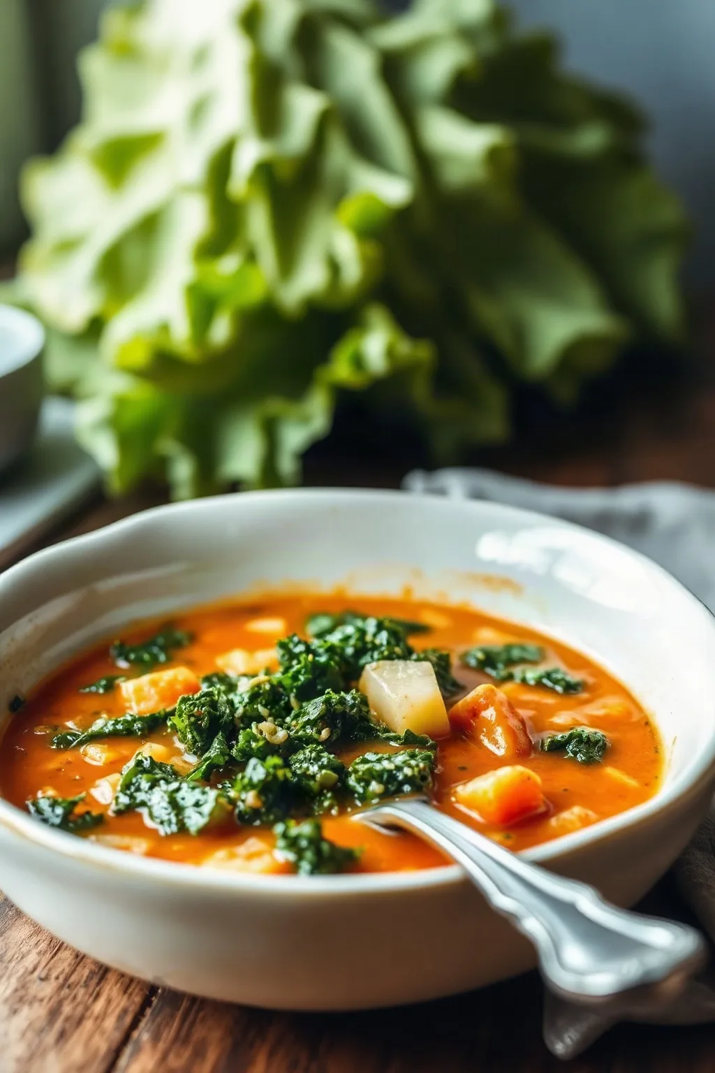 Sopa Sustanciosa de Kale y Repollo