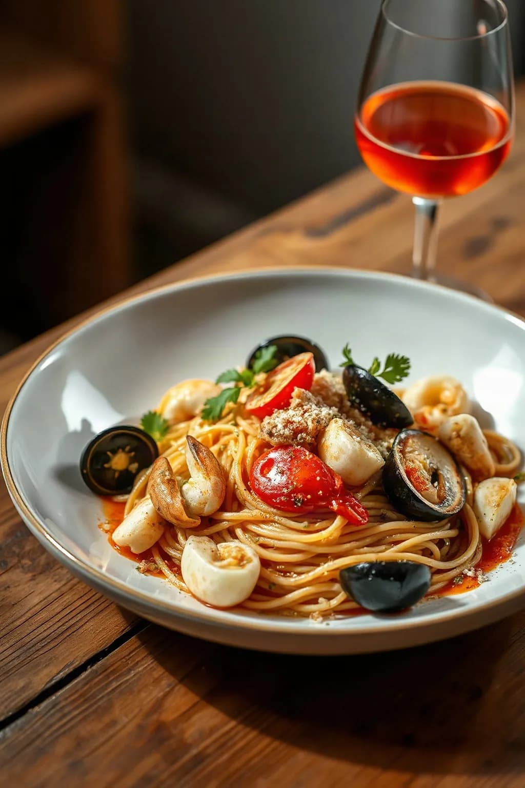 Espagueti con Mariscos