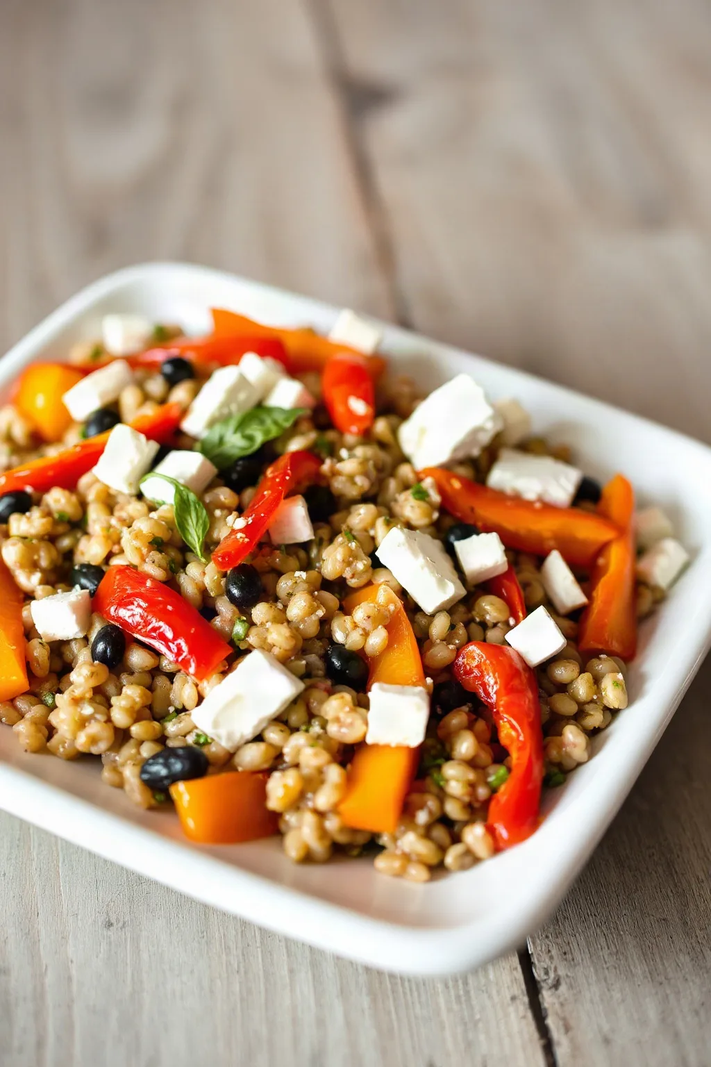 Barley Salad with Roasted Peppers and Feta