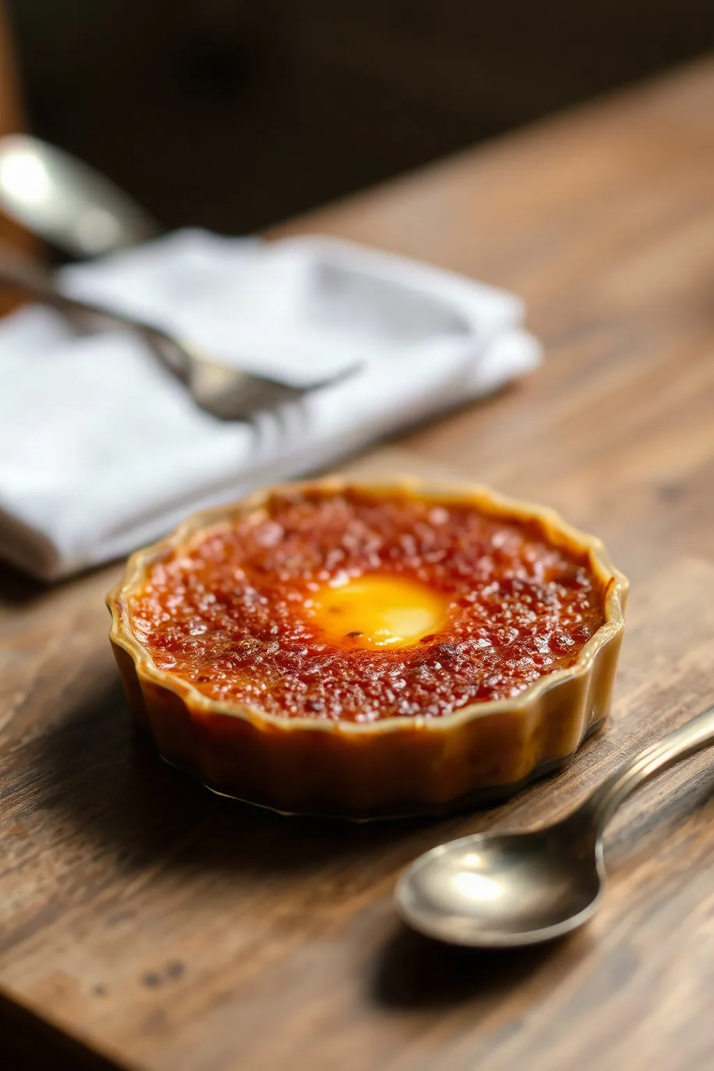 Classic Crème Brûlée with Caramelized Sugar Topping