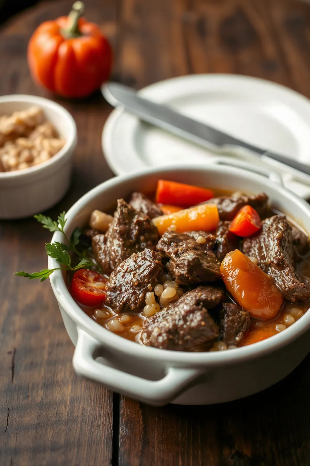 Slow-Cooked Beef with Vegetables and Barley