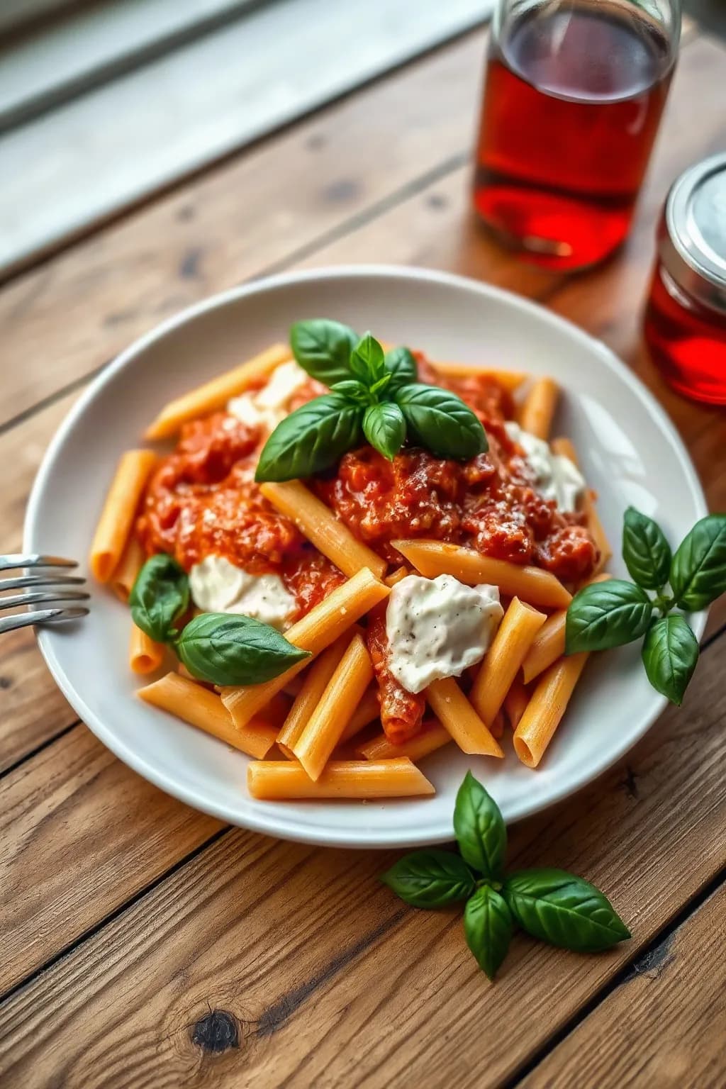 Penne Rosa Cremoso con Albahaca Fresca
