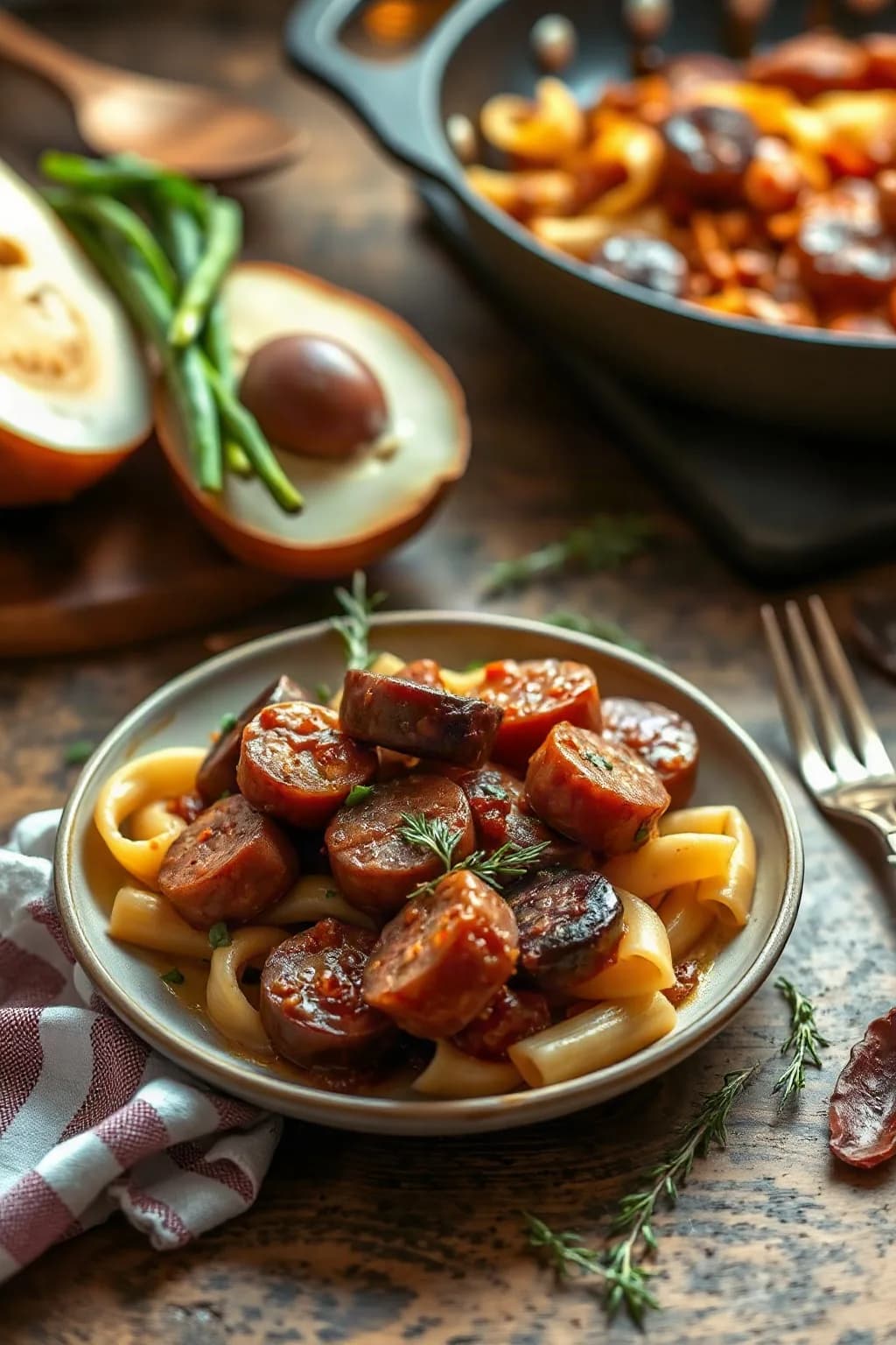 Honey Garlic Sausage Pasta Delight