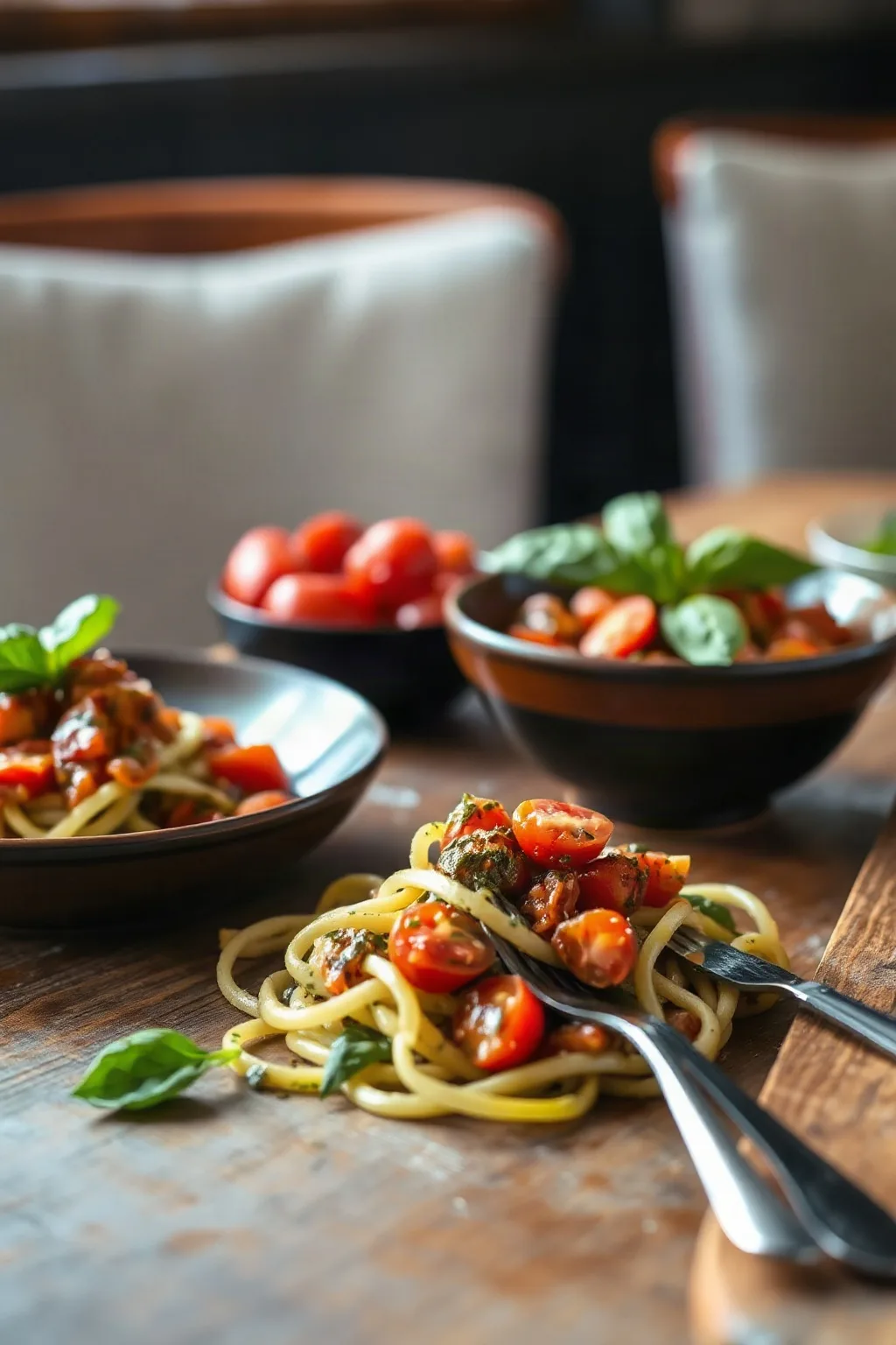 Raw Zucchini Pasta with Tomato-Basil Sauce