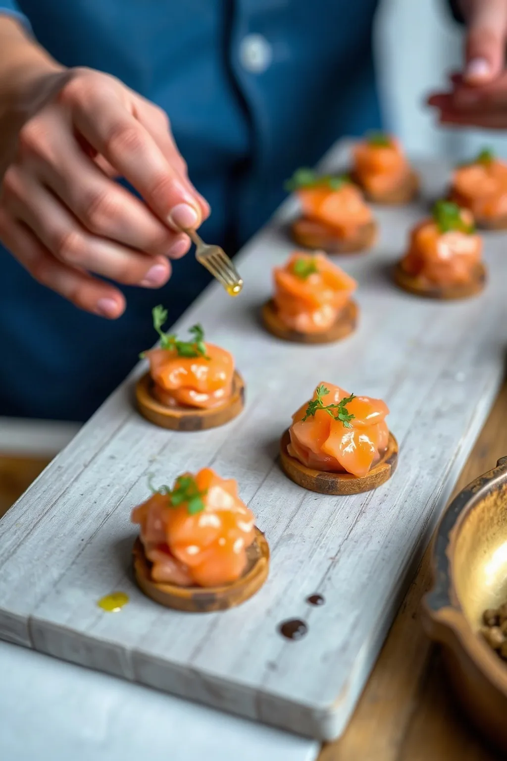 Salmon Tartare Canapés with Marinated Ginger