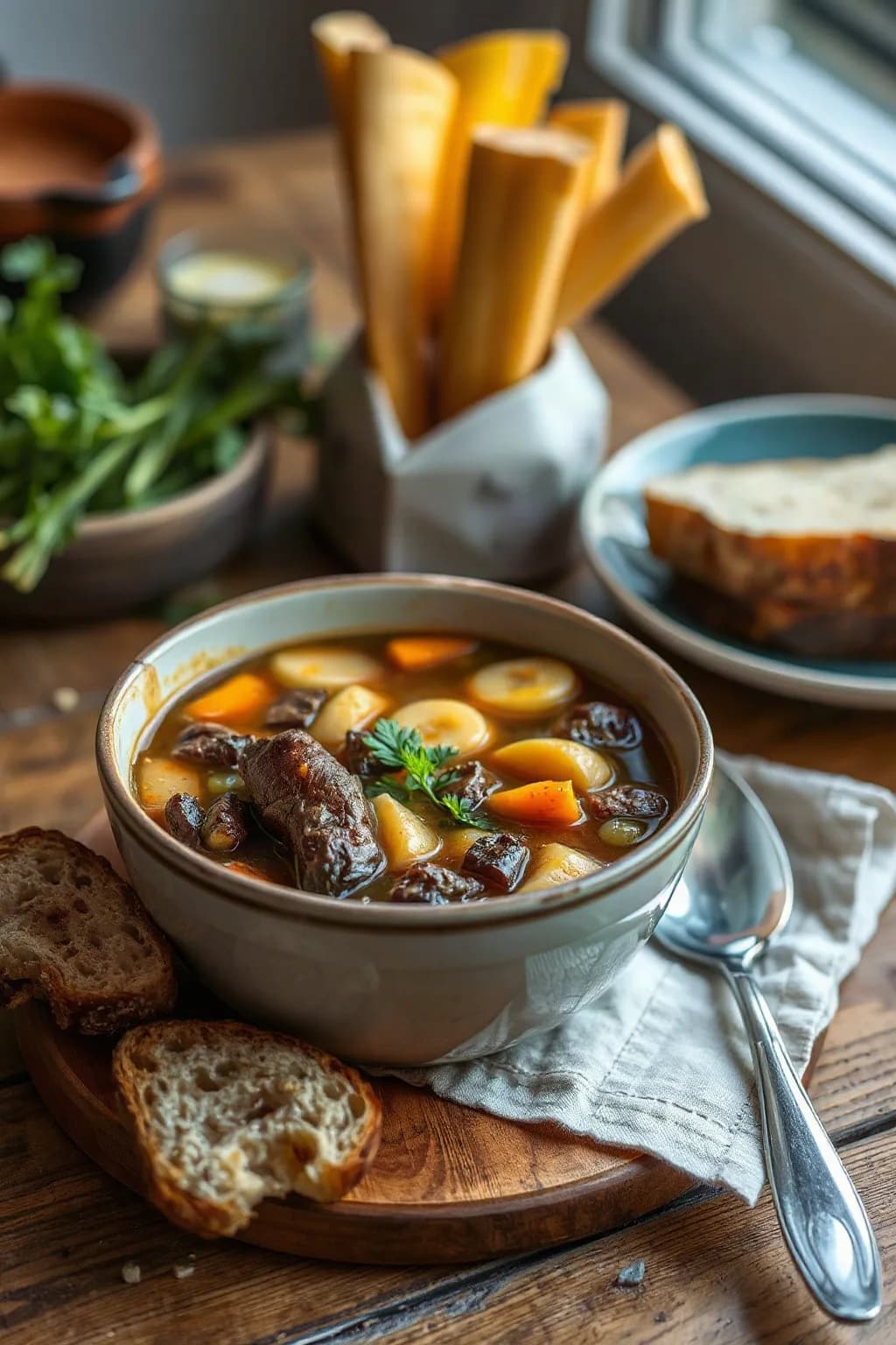 Rich Beef Marrow Soup with Root Vegetables