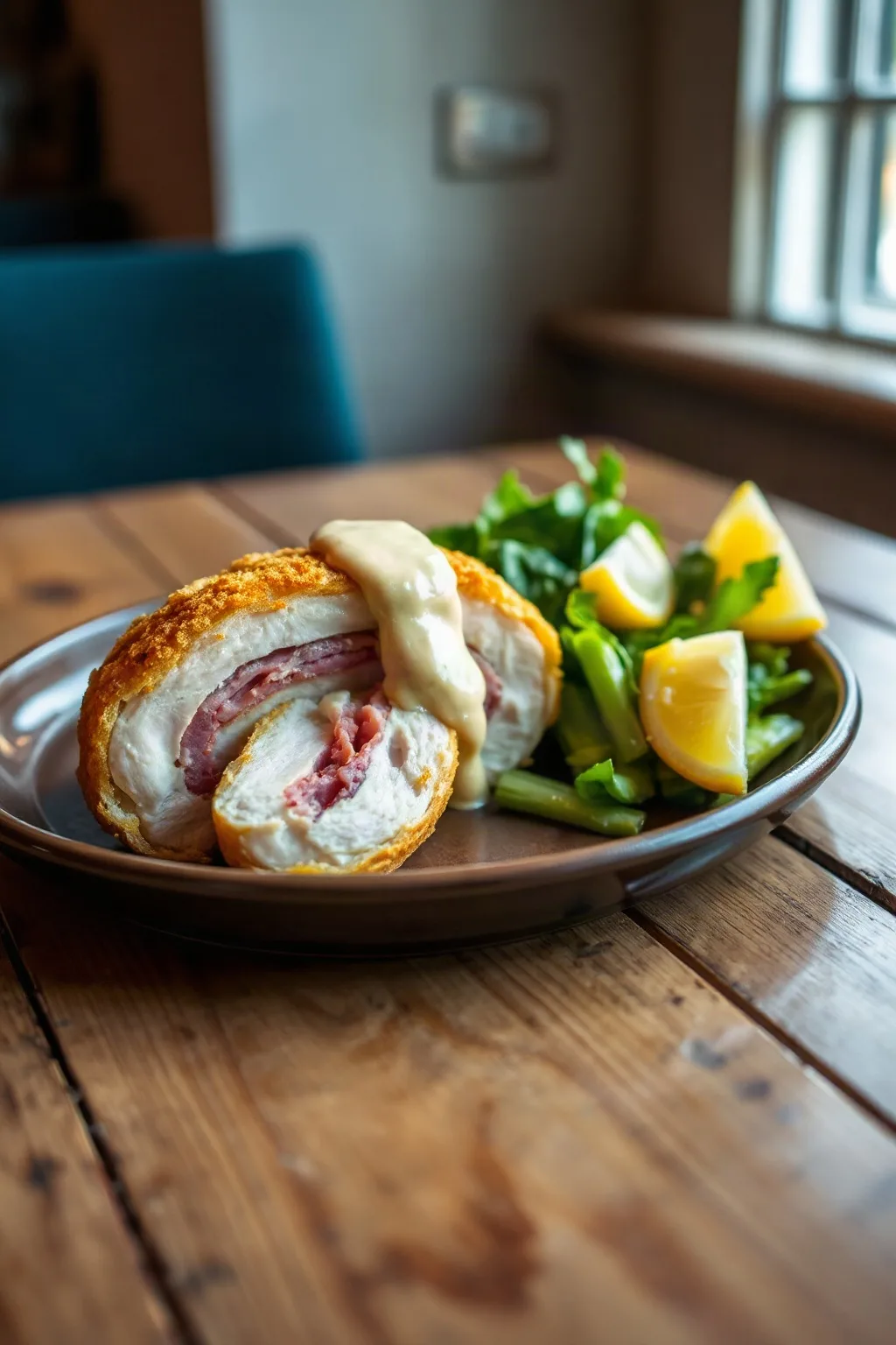 Classic Chicken Cordon Bleu with Dijon Cream Sauce