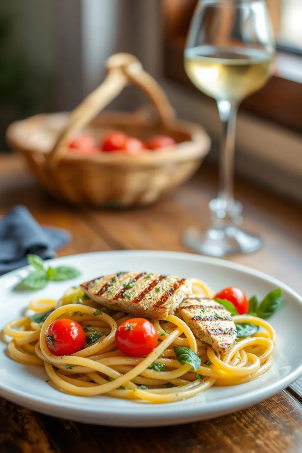 Grilled Chicken Pesto Pasta Delight