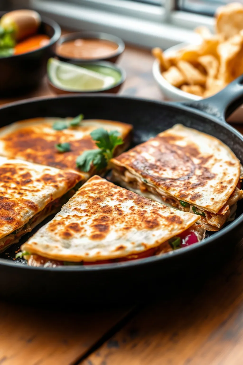 Crispy Skillet Chicken Quesadillas