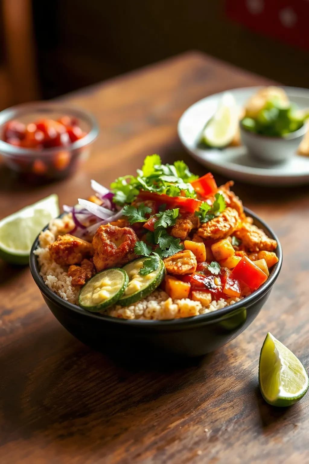 Tazón de Burrito de Pollo con Chile y Limón