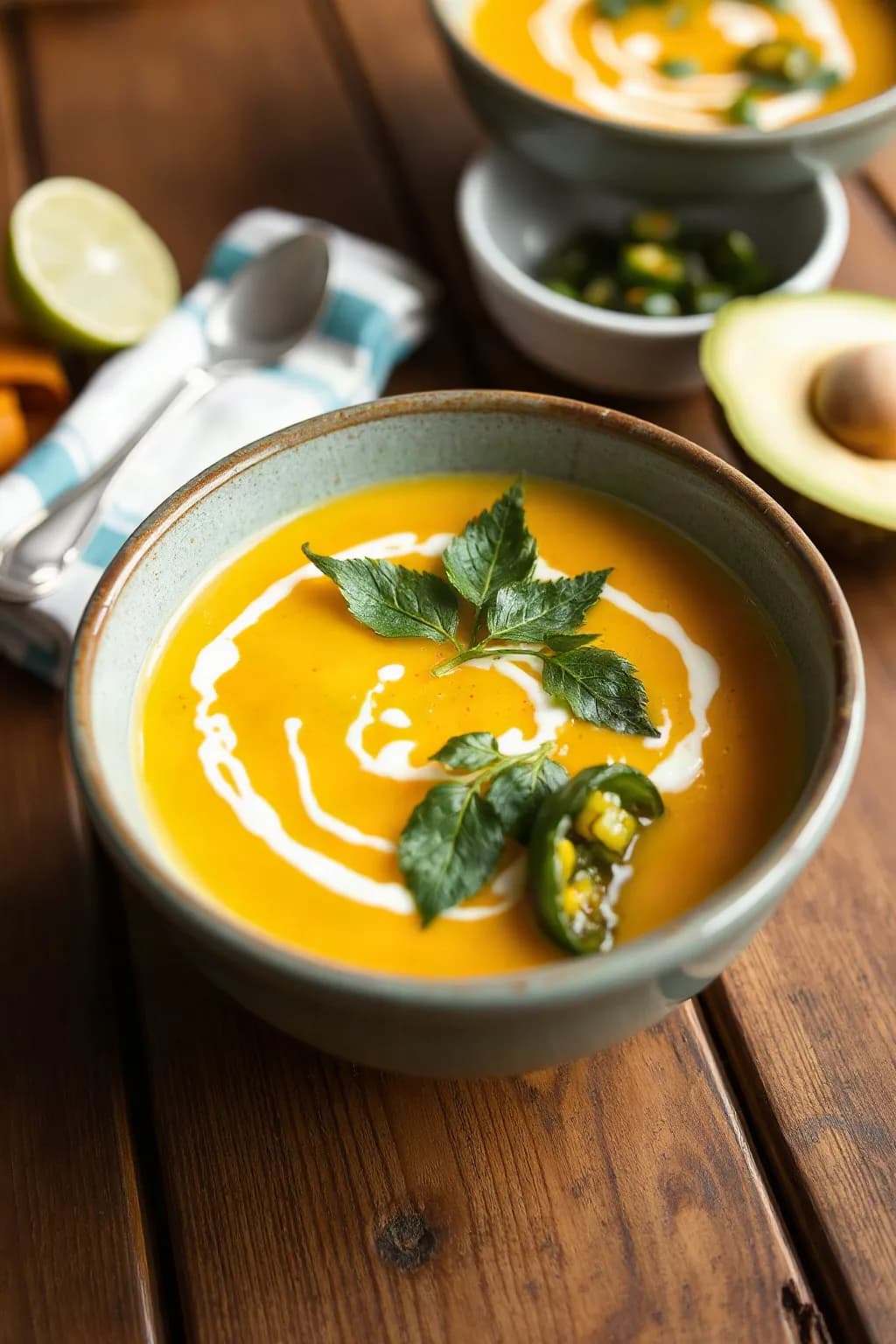 Sopa de Elote con Poblano y Crema