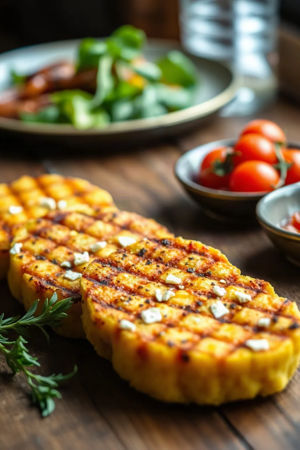 Galettes de polenta grillées : une base sans gluten délicieuse