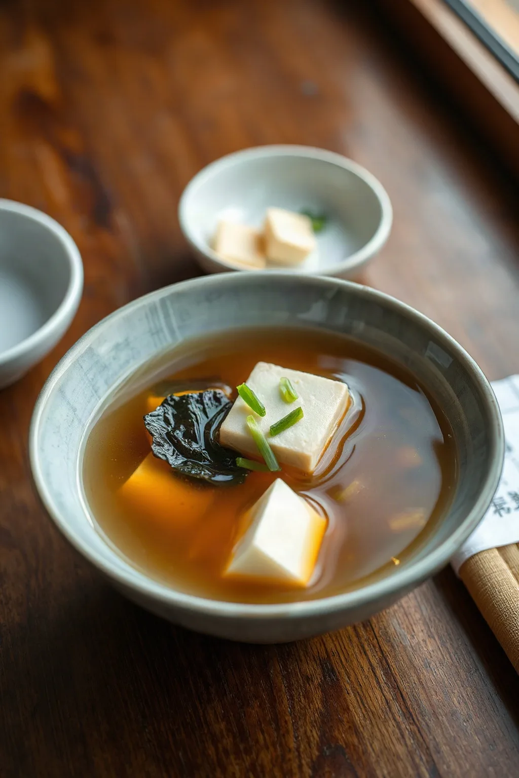 Traditional Miso Soup with Kombu and Bonito Dashi