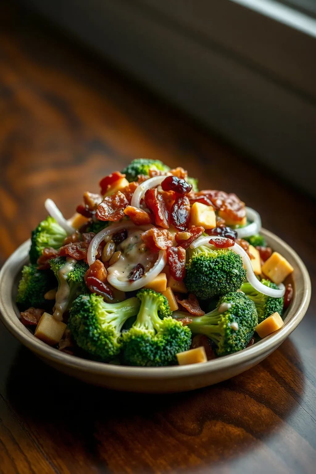 Creamy Broccoli Salad with Bacon and Cheddar