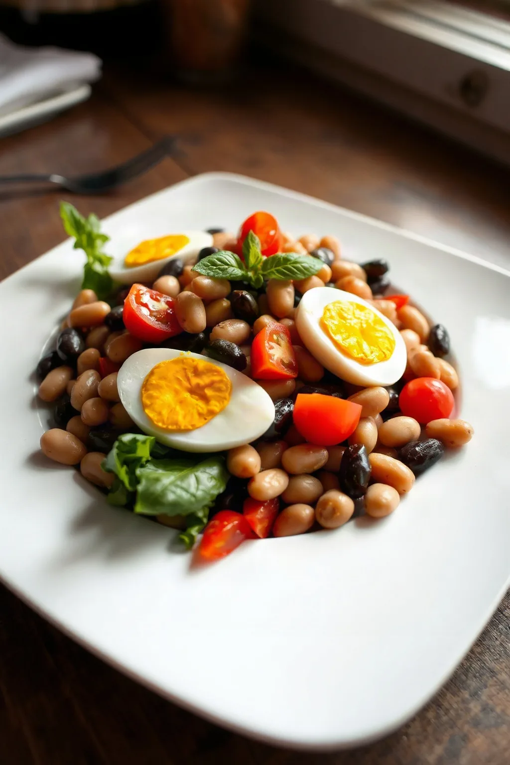Bean, Tomato, and Hard-Boiled Egg Salad