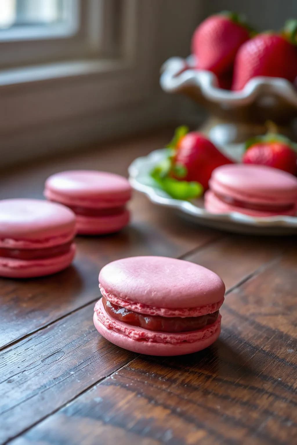 Strawberry Pink Macarons