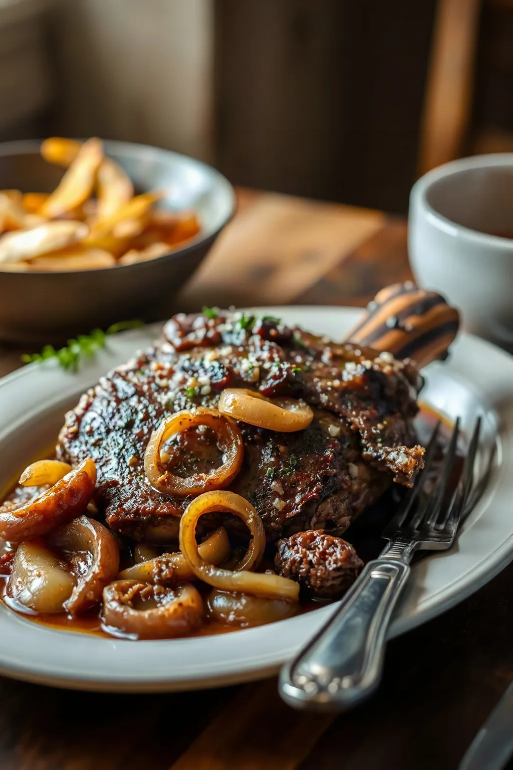 Carne de Res Braseada con Cebollas