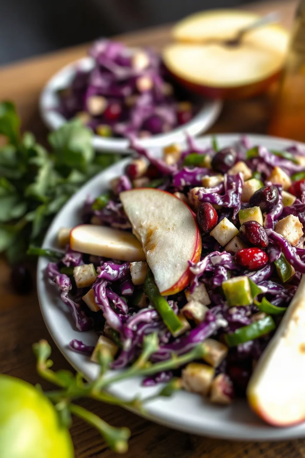 Red Cabbage Salad with Apple and Cranberries