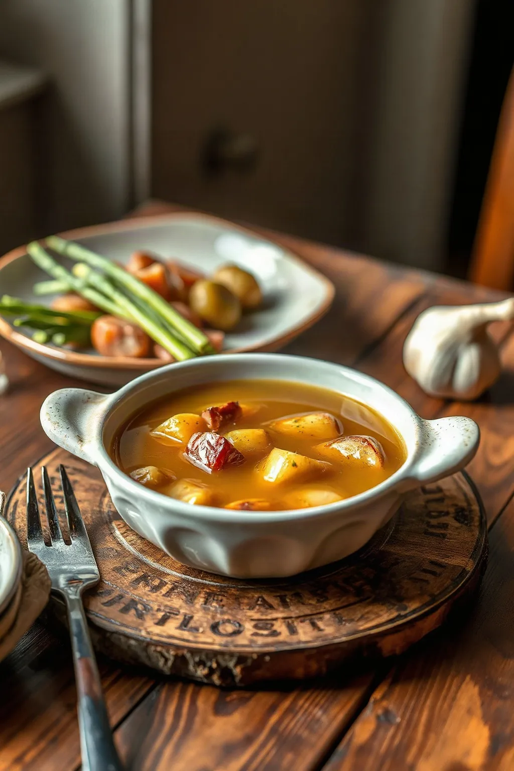 Roasted Garlic Broth for Meat and Game Fondue