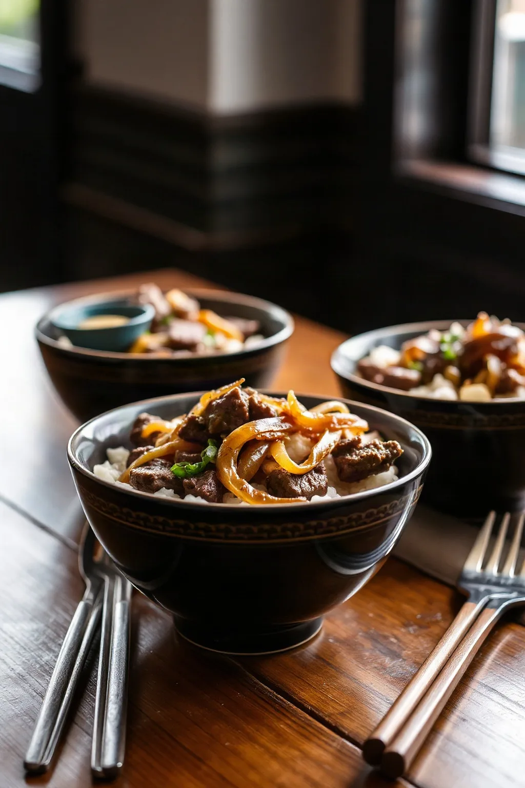 Gyudon Beef and Onion Rice Bowls
