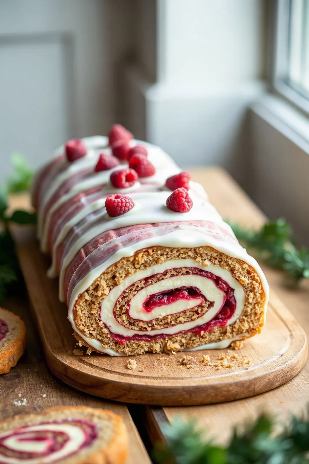 Maple Raspberry and White Chocolate Yule Log