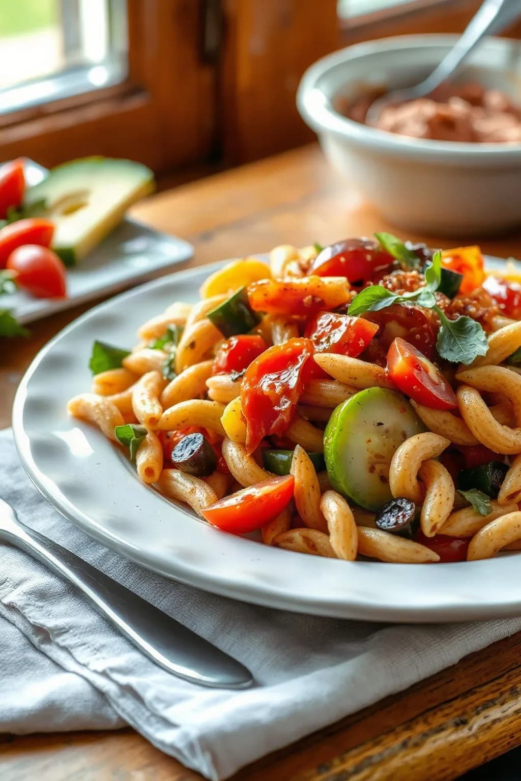 Pasta Salad with Grilled Vegetables and Tomato Vinaigrette