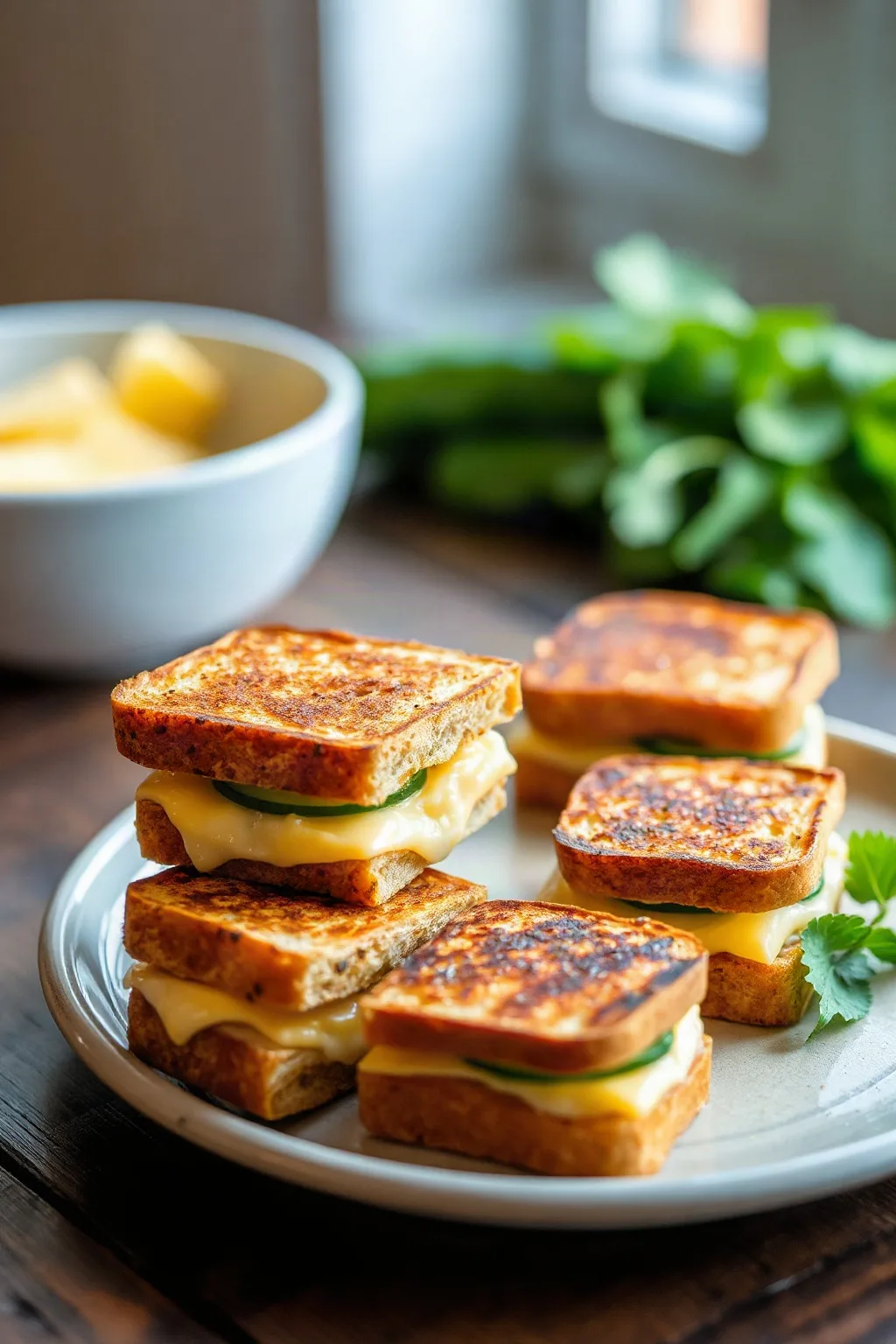 Grilled Cheese and Cucumber Bites