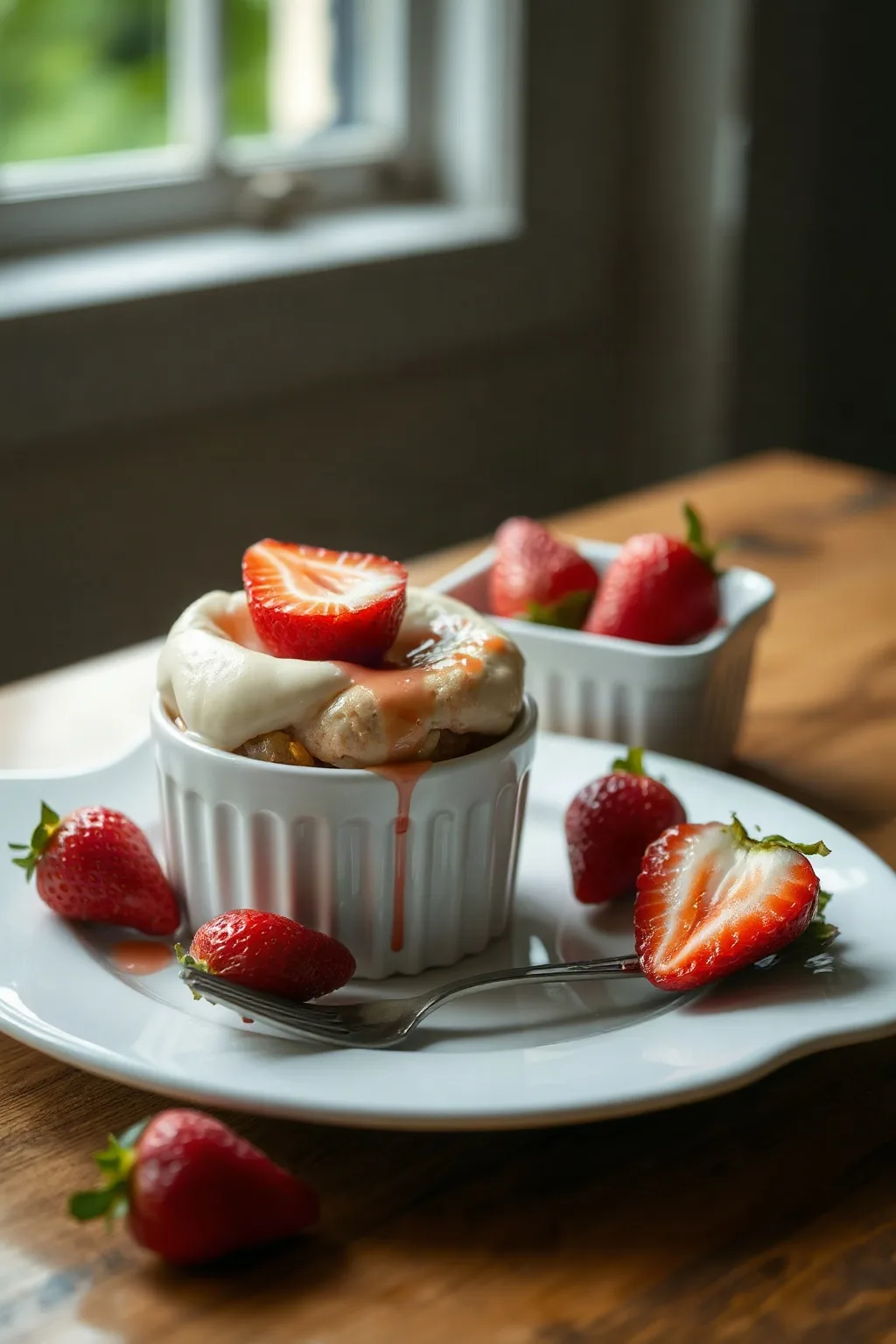 Strawberry and Rhubarb Pudding