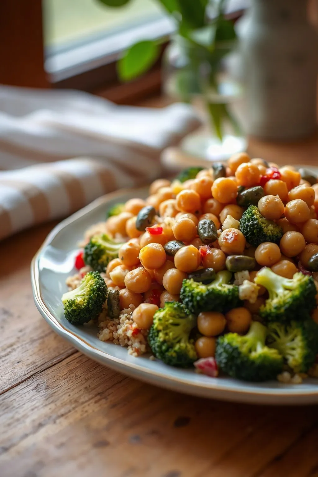 Salade tiède de boulgour, pois chiches et brocoli