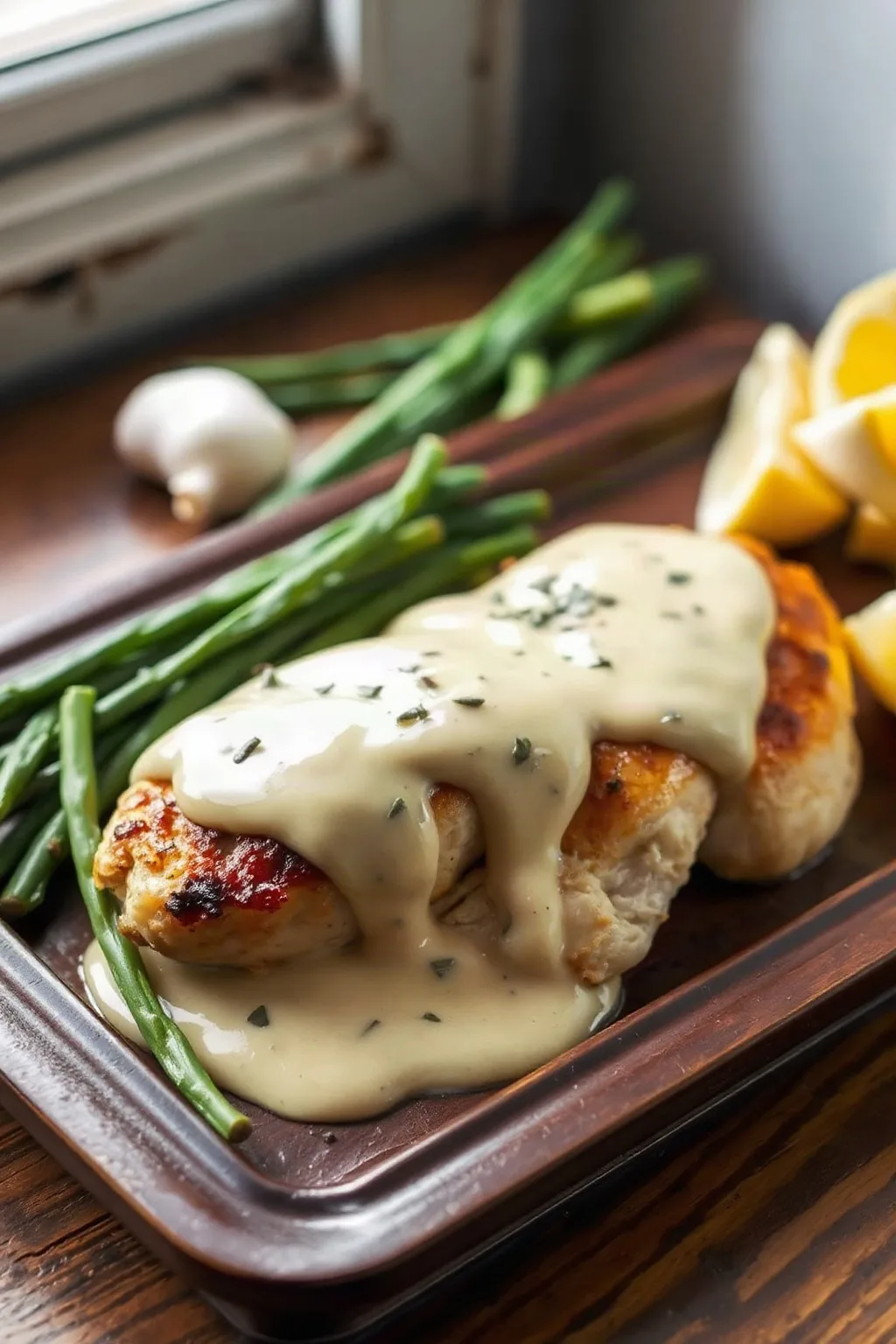 Cheese-Stuffed Chicken Breasts with Creamy Chive Sauce