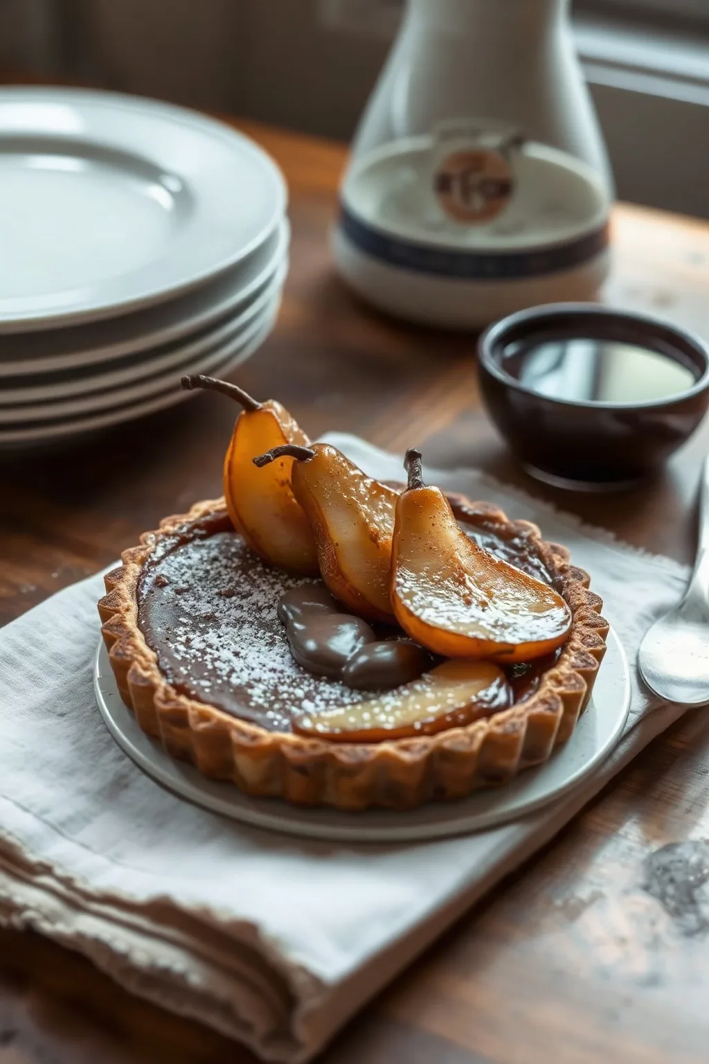 Tarta de Peras Caramelizadas y Chocolate