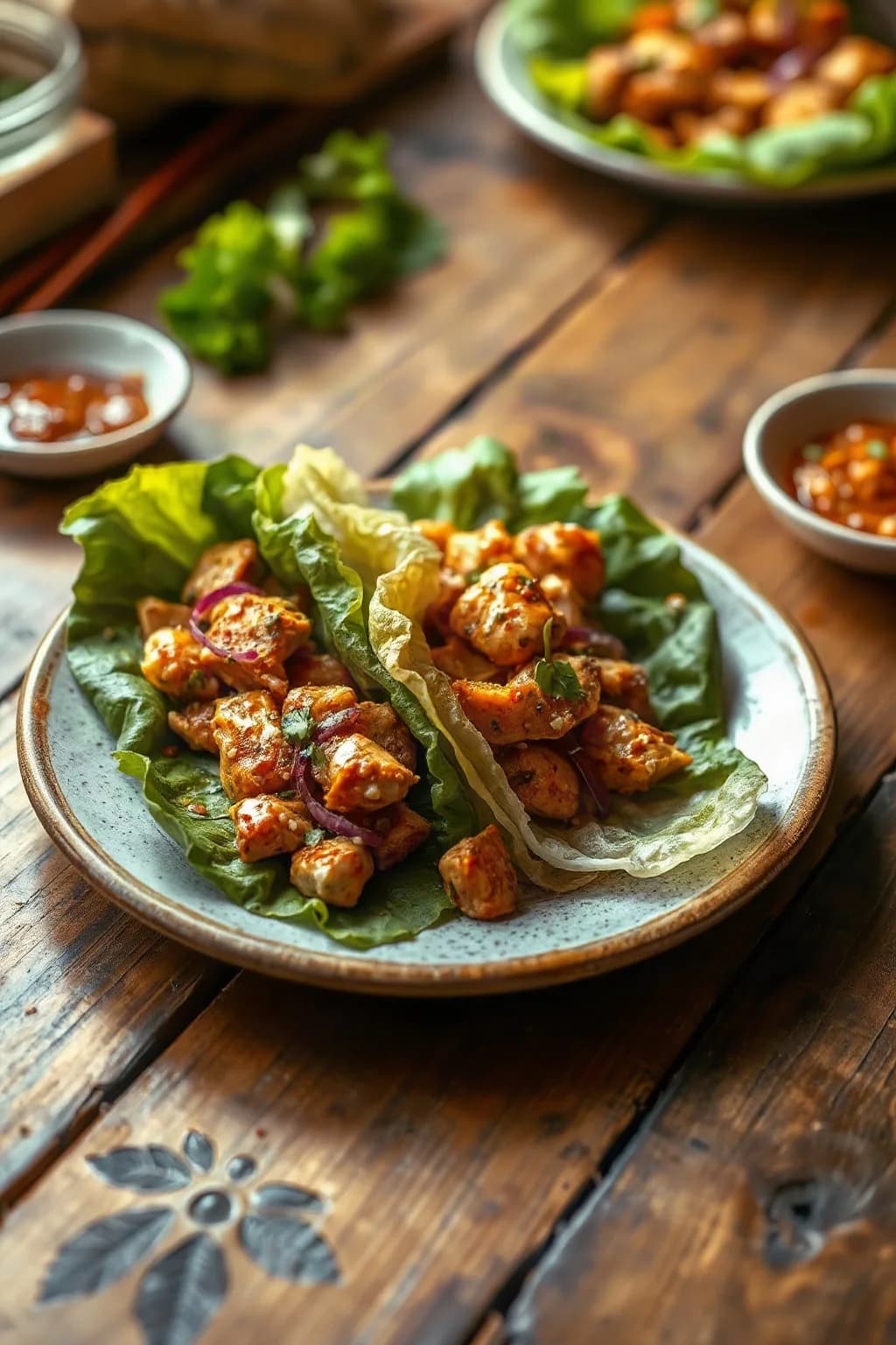 Savory Chicken Lettuce Wraps