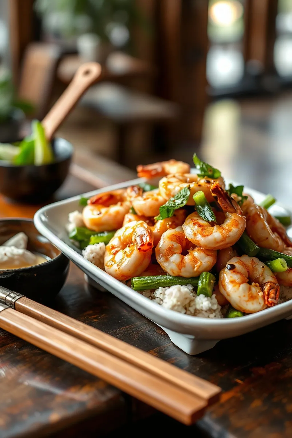 Sauté de crevettes au sésame