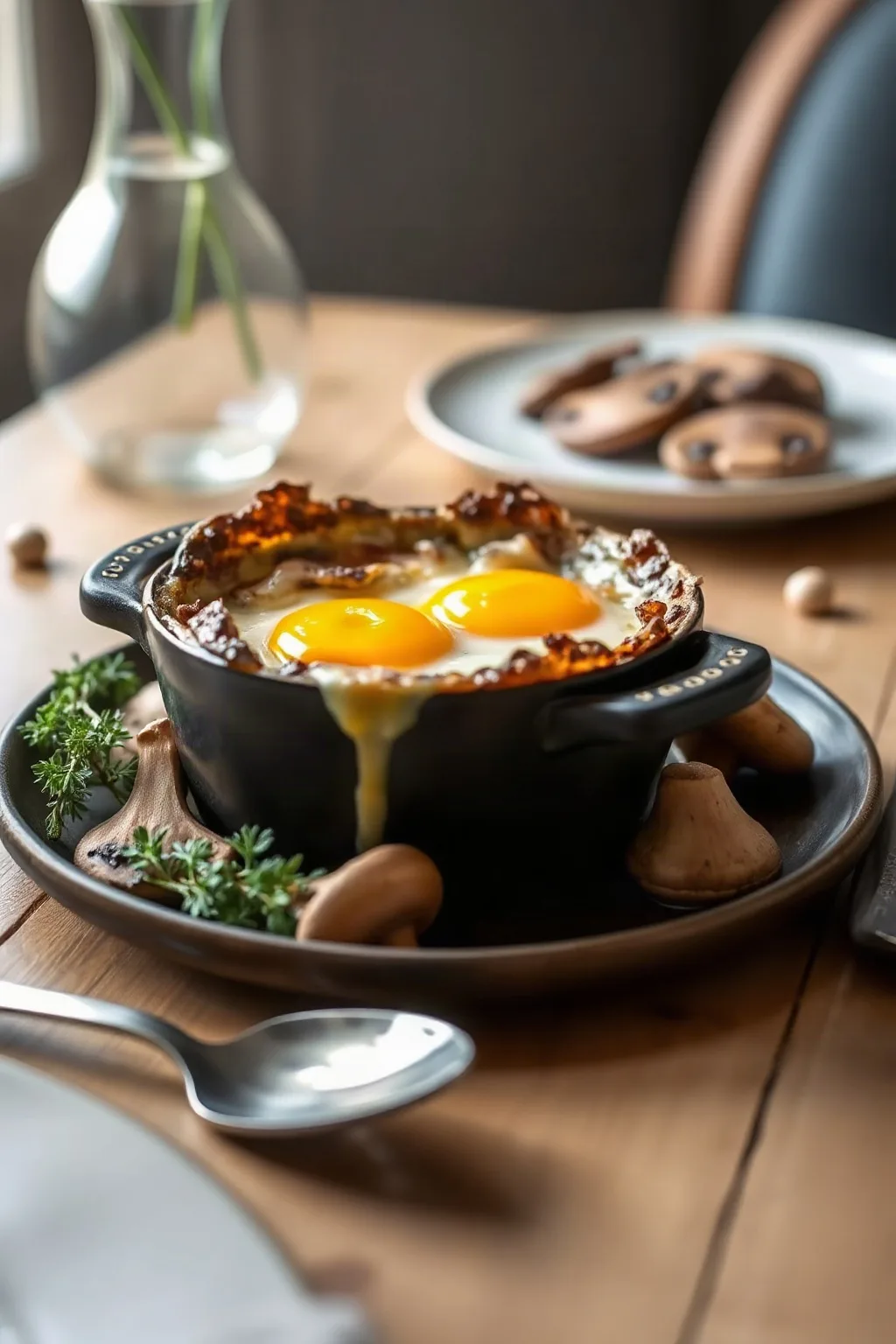 Forest-Style Eggs en Cocotte