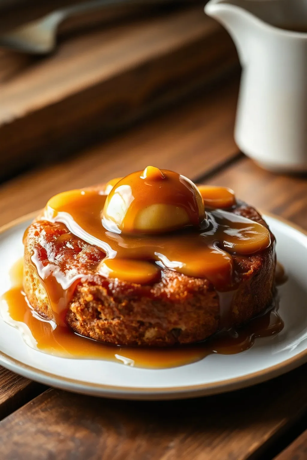 Gâteau renversé aux pommes et sa sauce au caramel