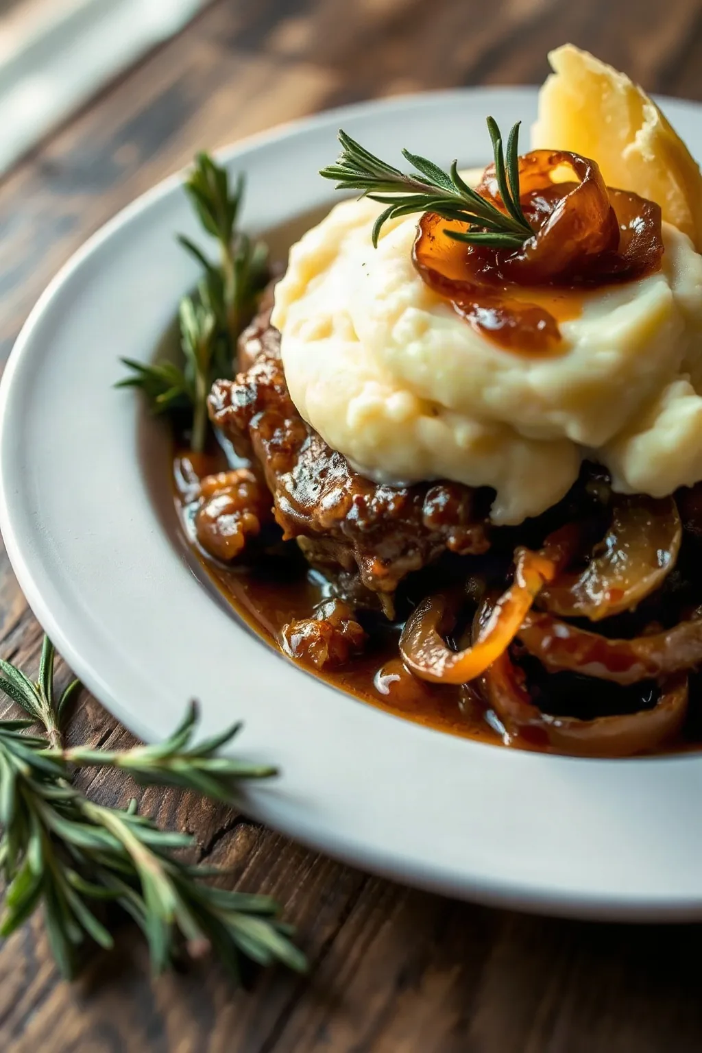 Lamb Parmentier with Caramelized Onions & Rosemary