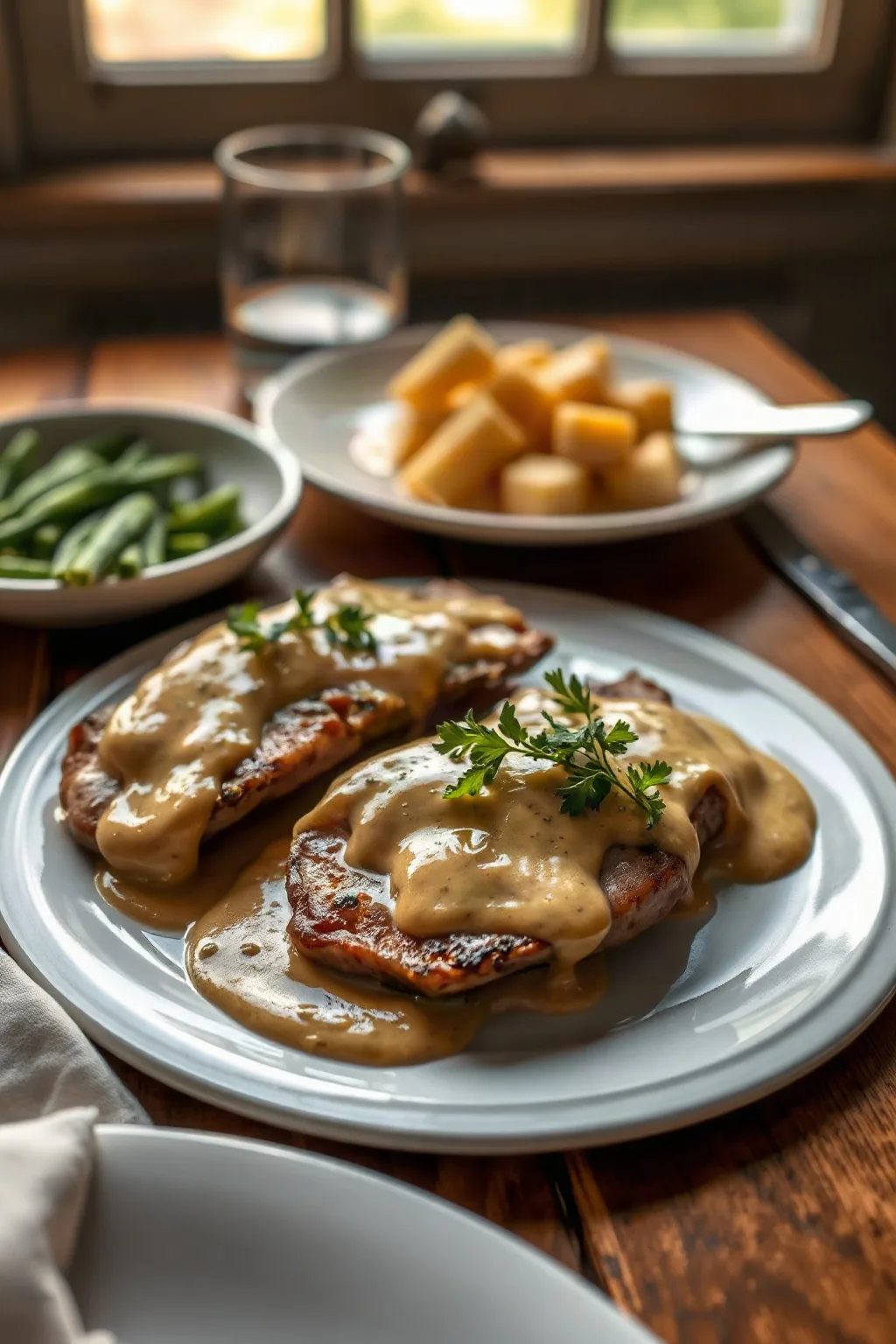 Escalopas de Cerdo con Salsa de Crema y Mostaza