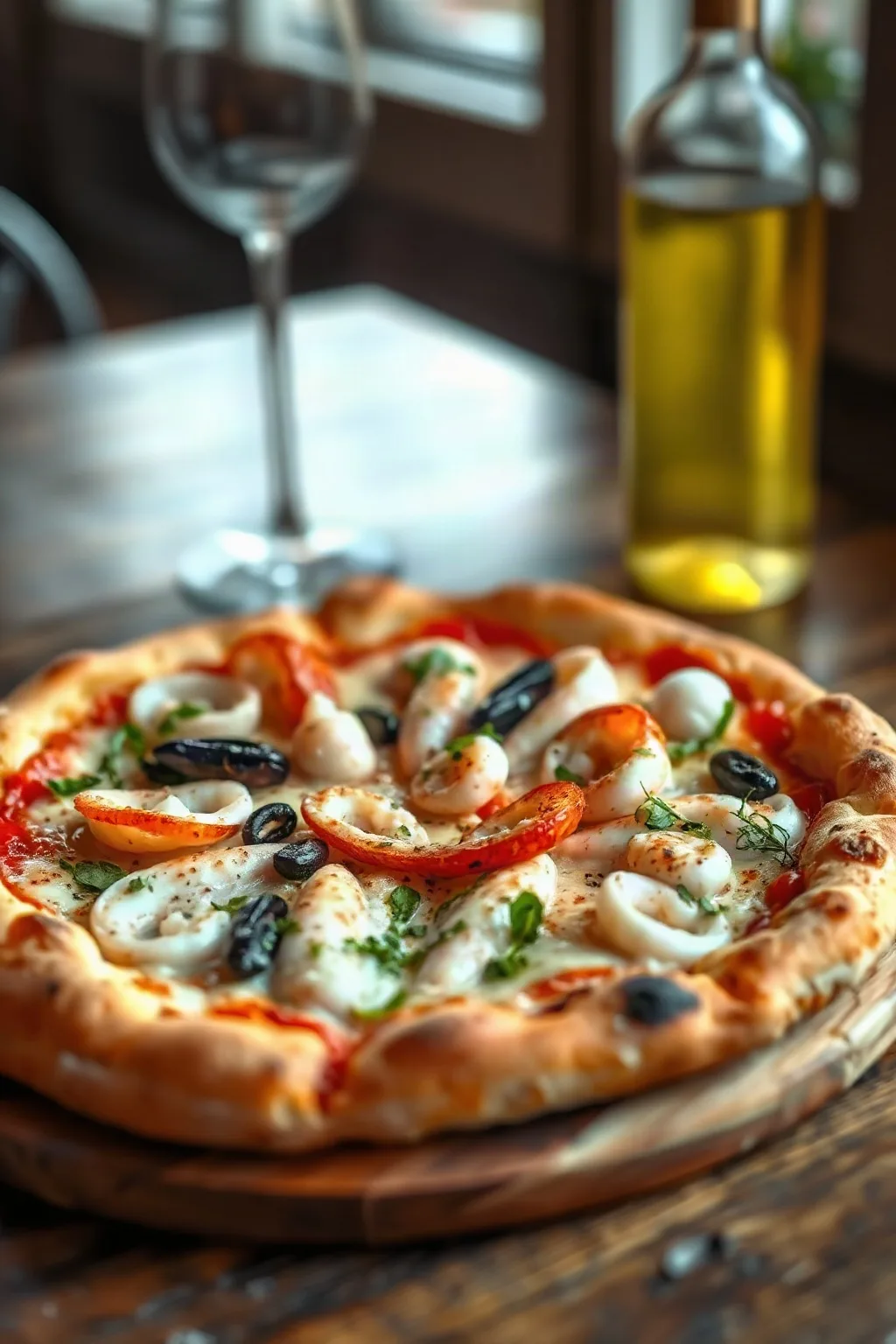 Seafood Pizza with Fresh Herbs