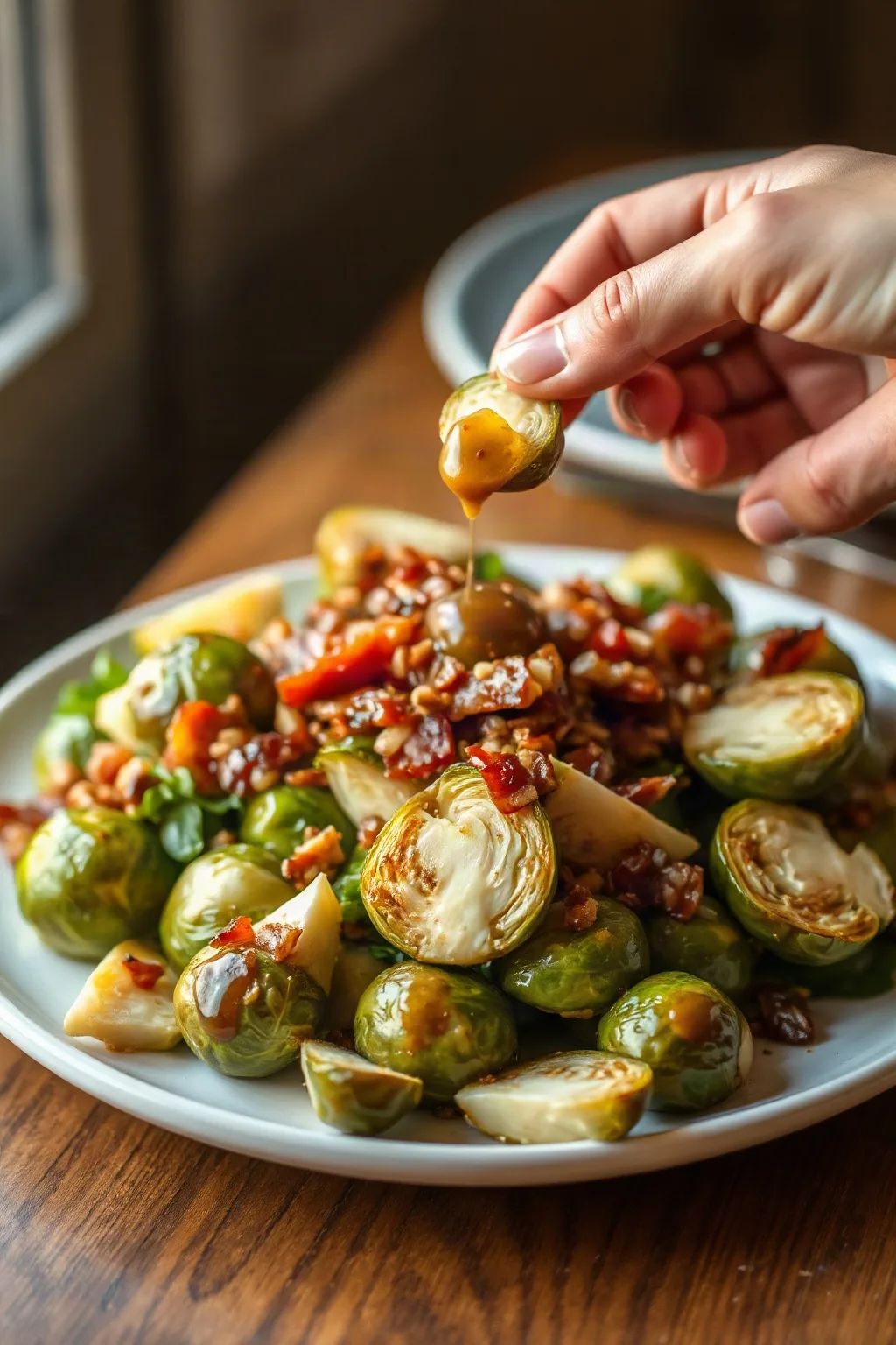 Salade de choux de Bruxelles vinaigrette au bacon