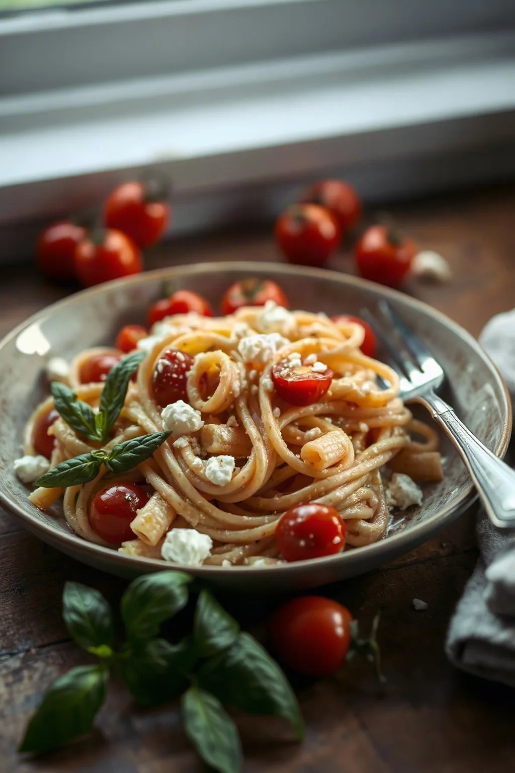Pasta con Feta y Tomates Cherry